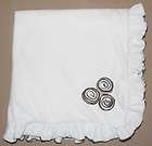 FIRST IMPRESSIONS White VELOUR Brown RUFFLE Baby Blanket FLOWERS