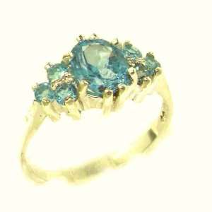 Ladies Contemporary Solid Yellow Gold Natural Blue Topaz Ring   Size 5 