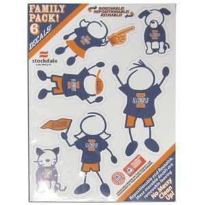  Illinois Fighting Illini Small Family Car Decal Sheet 