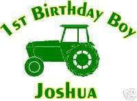 1st First Birthday Boy Personalized t shirt tractor  
