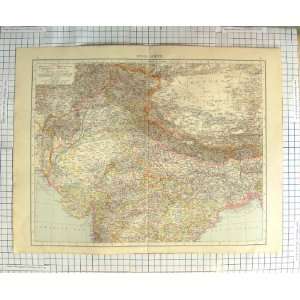    ANTIQUE MAP c1900 NORTHERN INDIA BAY BENGAL BOMBAY