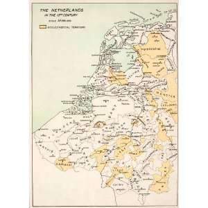 1898 Print Map Netherlands Flanders Bant Artois Hainaut Bouillon 