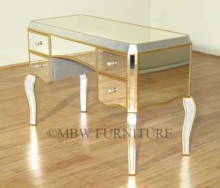   Mahogany Distressed Silver/Gold Finish Mirrored Vanity Table mcd002ag