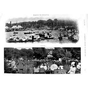  1901 Wargrave Regatta Rowing Boats Tilting Canoes River 