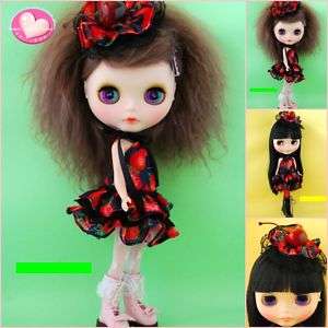 BHC Pullip Blythe Doll Outfit Straw Cherry Dress Set  