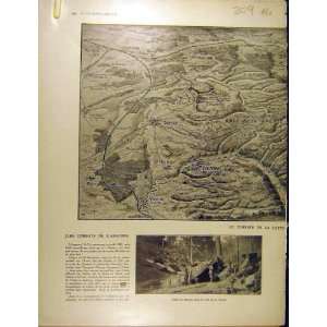 1915 Map Argonne Grurie Ww1 War French Print