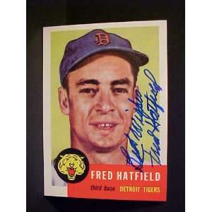 Fred Hatfield Detroit Tigers #163 1953 Topps Archives Autographed 