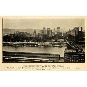  1917 Print Pittsburgh Smoke City Reduction Skyline WWI 