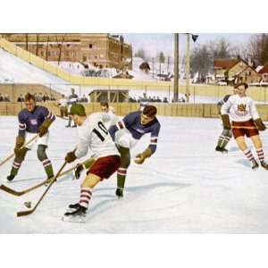  Ice Hockey Canada Beating USA 2 1 at Lake Placid 