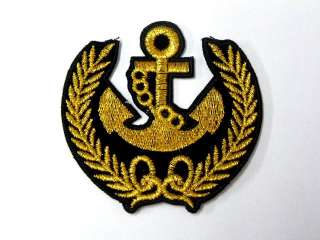 GOLD ANCHOR MARINE SEA NEW IRON ON PATCH EMBROIDER I157  