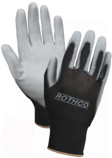 Grey Black Polyurethane Coated Nylon Utility Work Wear Gloves  