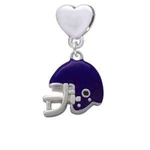 Small Purple Football Helmet European Heart Charm Dangle Bead [Jewelry 
