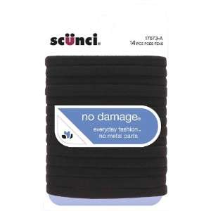    Scunci No Damage Elastic Hair Bands, Black, 14ct, 6mm Beauty
