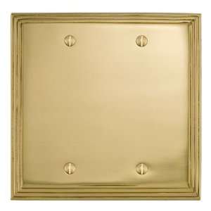 Solid Brass Deco Design Double Blank Plate   Polished & Lacquered 