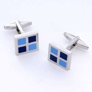 Wedding Favors Dashing Blue Square Cufflinks with Personalized Case