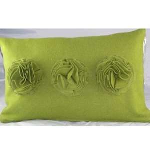   Design Accents SL 30998 Green Felt Ruffle Roses Pillow in Green Home