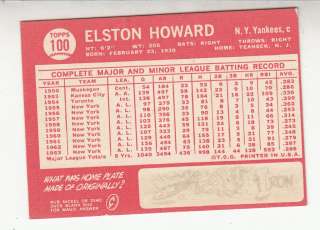 ELSTON HOWARD #100 Yankees Catcher 1964 Topps Ex+  