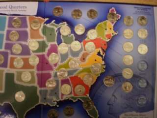 US USA STATE QUARTER MAP COMPLETE w/56 UNCIRCULATED QTRS Very NICE 