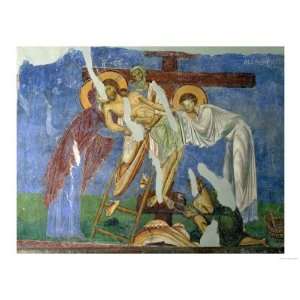 Deposition and Lamentation, circa 1164, Byzantine Fresco Giclee Poster 