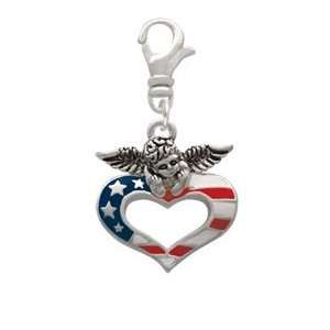  Patriotic Angel Heart Clip On Charm Arts, Crafts & Sewing