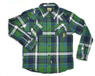    PANYC Green & Navy Blue Plaid Big Boys L/S Button Down Clothing