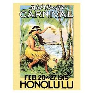 Hawaii Poster Mid Pacific Carnival 1915 9 inch by 12 inch  