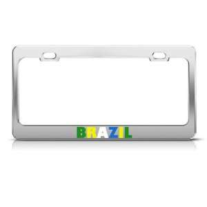 Brazil Flag Country license plate frame Stainless Metal Tag Holder