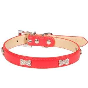  Designer Dog Collar   Embellished Leather Bone Collar 