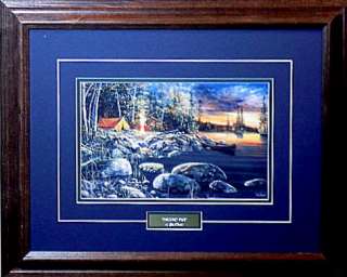 Jim Hansel Twilight Fire Camping Lake print Framed  