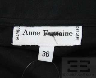 Anne Fontaine Black Sheer Cotton & Lace Trim Ruffle Blouse Size 36 