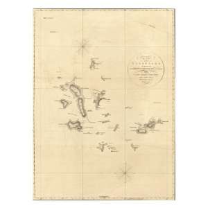  1798 Map of the Galapagos Islands in the Pacific Ocean 