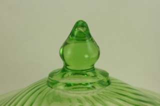   Hocking Green Spiral Covered Preserve Candy Dish Depression Glass