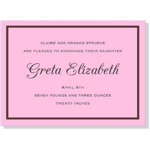  Girl Birth Announcements   Understated Pink Invitation 