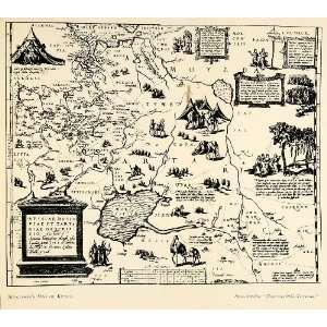  1931 Wood Engraving Jenkinson Map Russia Camel Tent Moyeda 