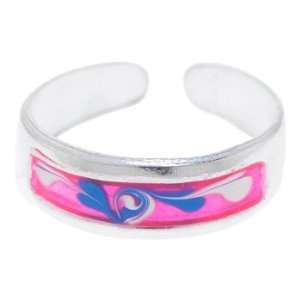    Sterling Silver 925 PINK Hand Painted NIFTY Toe Ring Jewelry