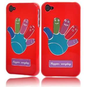  New Fashion Palm Hard Case for iPhone 4/iPhone 4S (Red 