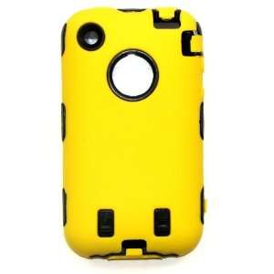 APPLE IPHONE 3 3G 3GS YELLOW AND BLACK TWO LAYERED DEFENDER CASE COVER 