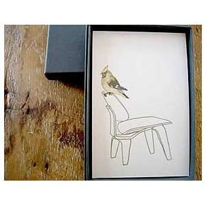  Screech Owl Designs Waxwing Meditating on Plywood Chair 