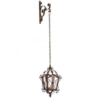 Iron Hanging Candle Lantern with Wall Bracket  