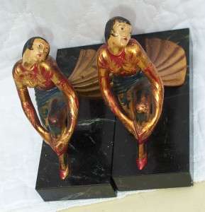   Antique 1925 Art Deco Kneeling Gerdago Girl Jennings Bros. Bookends