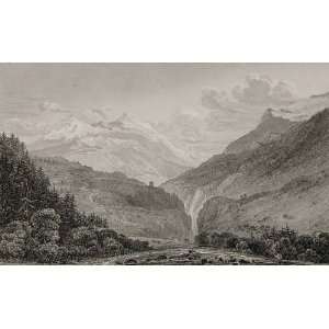  1820 Copper Engraving St. Gotthard Pass Switzerland 