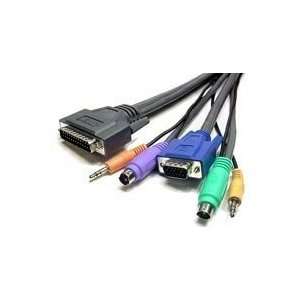  Cable, KVM, PS2 w/Audio, 5M, (1)DB25 to HDB15 M & (2) Din6 