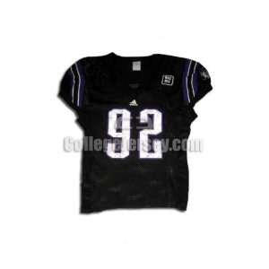 Black No. 92 Game Used Northwestern Adidas Football Jersey  