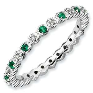  Stackable Expressions Cr. Emerald & Diamond Ring Size 6 Jewelry