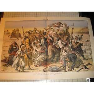 1880s Puck Color Litho Democratic Party Stuck on Tariff Camel in the 