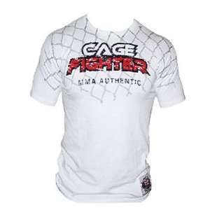  Cage Fighter Big Cage T Shirt   White