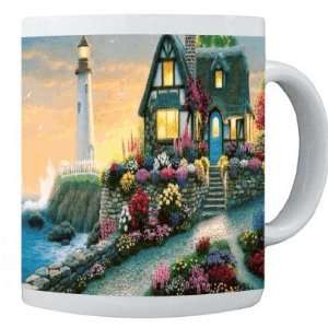 Rikki Knight Floral Cottage at Sea Photo Quality 11 oz Ceramic Coffee 