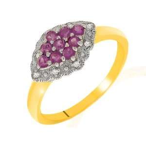  9ct Yellow Gold Pink Sapphire & Diamond Ring Size 6 