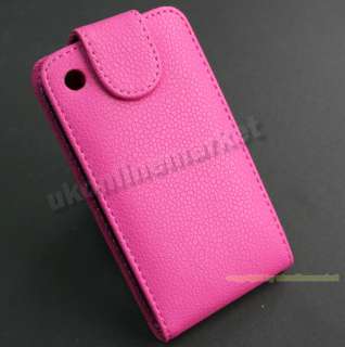 Clean High Quality Hot Pink Leather Flip Cover Case for iPhone 3G 3GS 