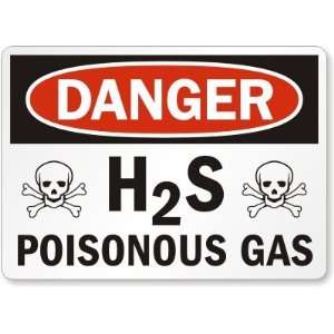  Danger H2S Poisonous Gas (with graphic) Plastic Sign, 10 